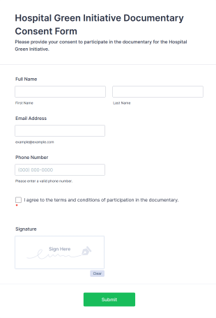 Hospital Green Initiative Documentary Consent Form Template