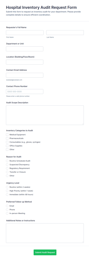 Hospital Inventory Audit Request Form Template