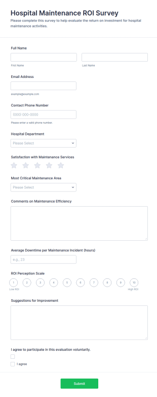 Hospital Maintenance ROI Survey Form Template
