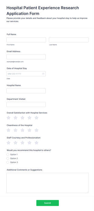 Hospital Patient Experience Research Application Form Form Template
