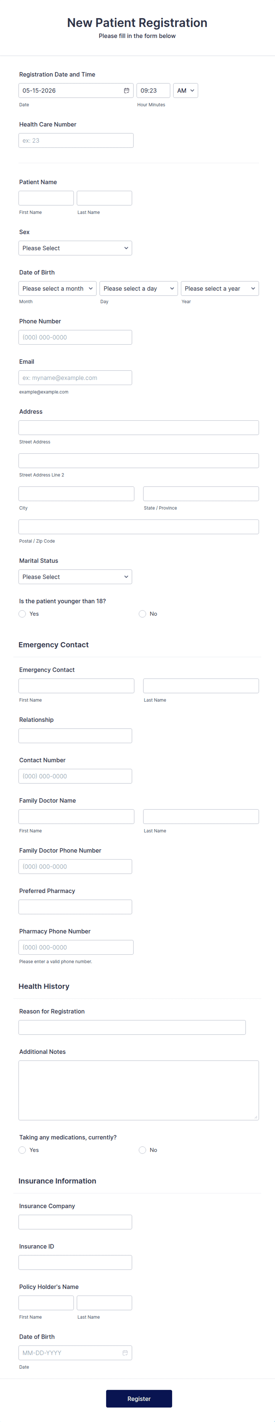Hospital Registration Form Example Hospital Patient Registration Form Template | Jotform