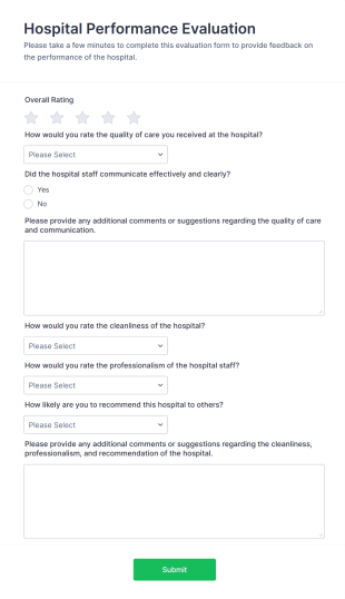 Hospital Performance Evaluation Form Template