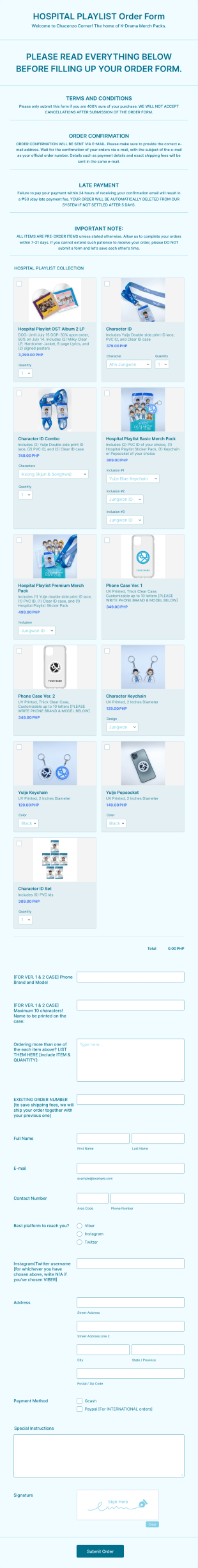 Hospital Playlist Form Template
