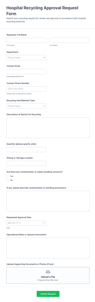 Hospital Recycling Approval Request Form Template