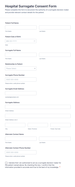 Hospital Surrogate Consent Form Template