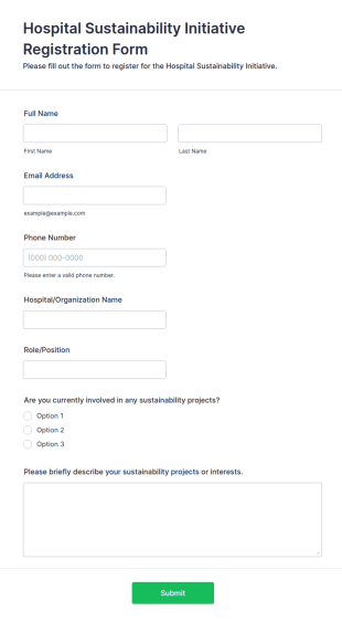Hospital Sustainability Initiative Registration Form Template