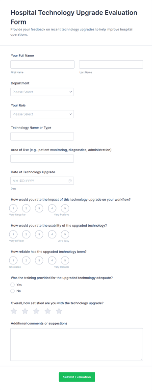 Hospital Technology Upgrade Evaluation Form Template