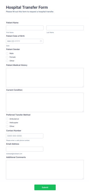 Hospital Transfer Form Template