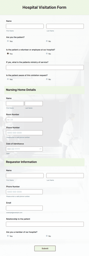 Hospital Visitation Form Template