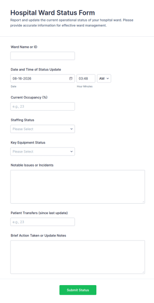 Hospital Ward Status Form Template
