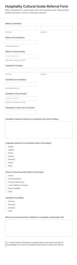 Hospitality Cultural Guide Referral Form Template