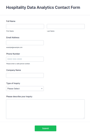 Hospitality Data Analytics Contact Form Template