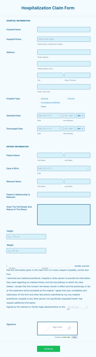 Hospitalization Claim Form Template