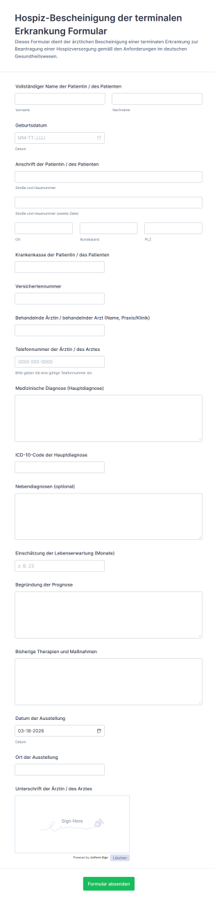 Hospiz Bescheinigung Der Terminalen Erkrankung Formular