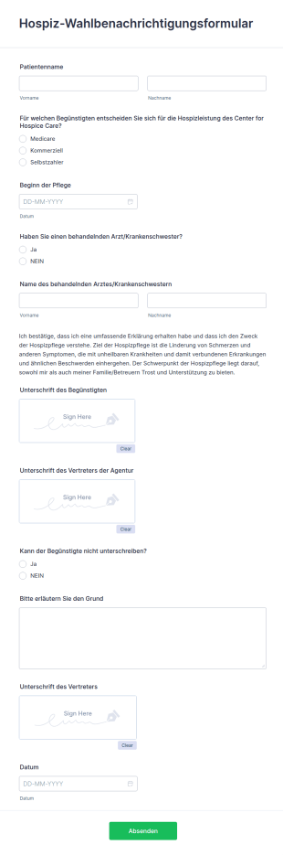 Hospiz Wahlbenachrichtigungsformular