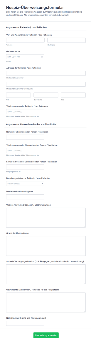 Hospiz Zuweisung Formular