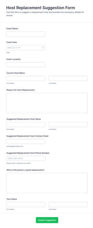 Host Replacement Suggestion Form Template