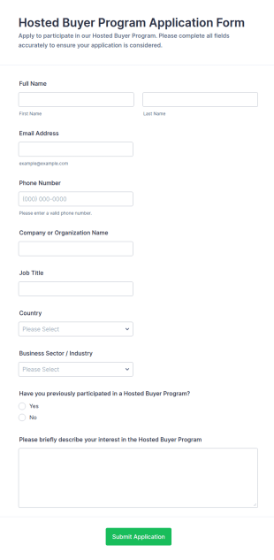 Hosted Buyer Program Application Form Template