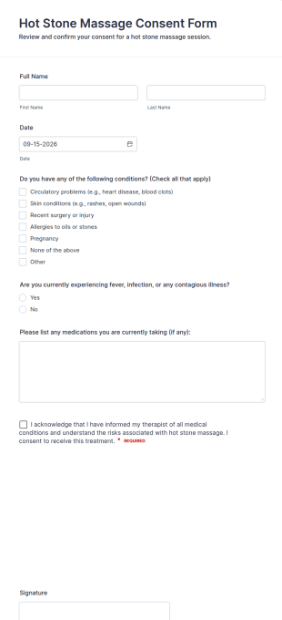 Hot Stone Massage Consent Form Template