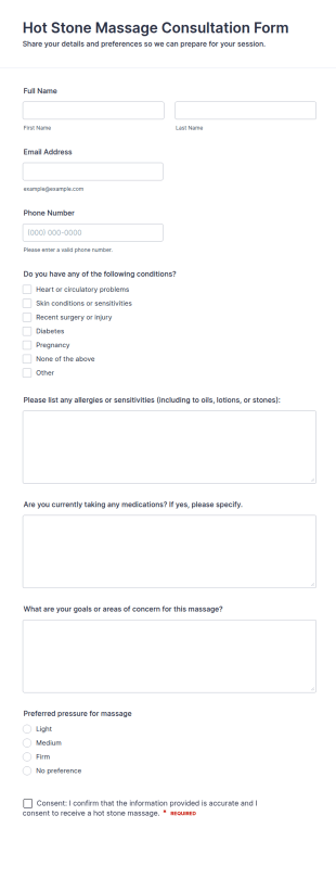 Hot Stone Massage Consultation Form Template