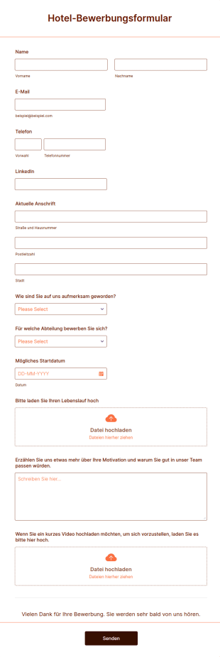 Hotel Bewerbungsformular