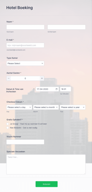 Hotel Boekingsformulier Form Template