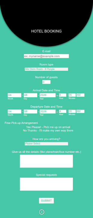 Modern Hotel Booking Form Mobile Responsive