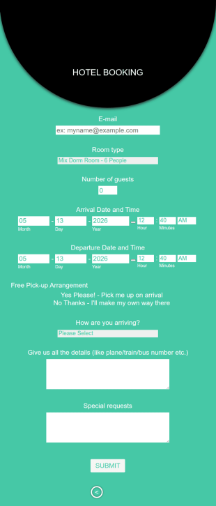 Modern Hotel Booking Form Mobile Responsive