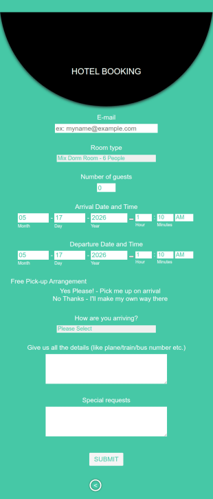 Modern Hotel Booking Form Mobile Responsive