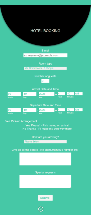 Modern Hotel Booking Form Mobile Responsive