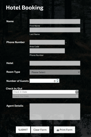 Hotel Booking Form Template