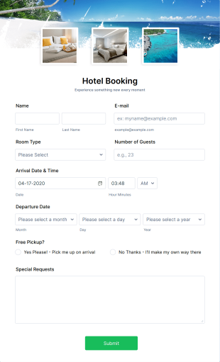 Hotel Booking Form Template