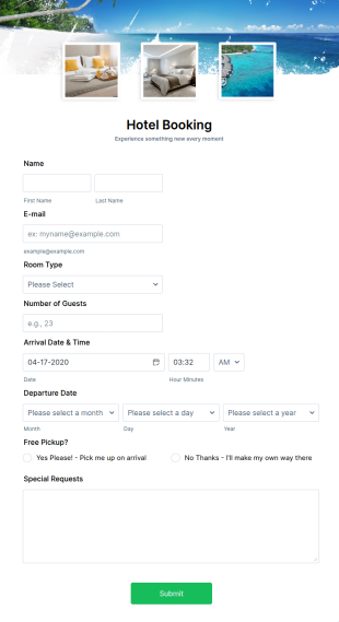 Hotel Booking Form Template