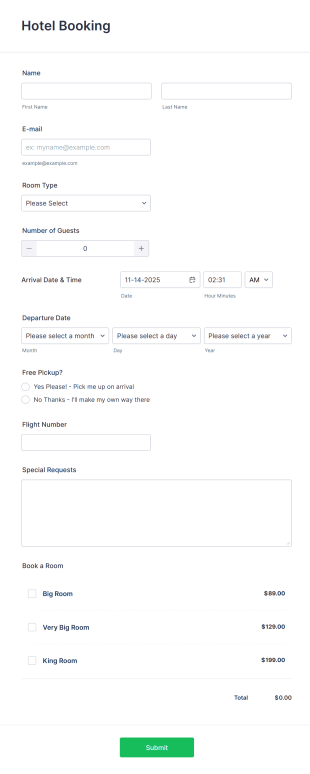Hotel Booking Form Template | Jotform