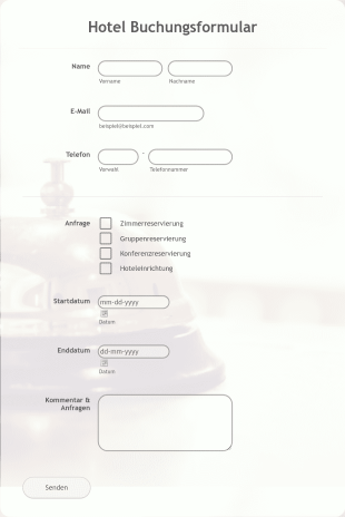 Hotel Buchungsformular Form Template