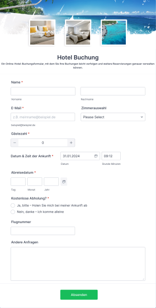 Hotel Buchungsformular Form Template