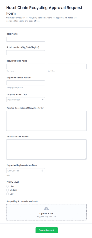 Hotel Chain Recycling Approval Request Form Template