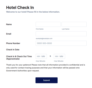 Hotel Check In Form Template