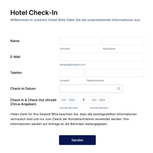 Hotel Check In Formular