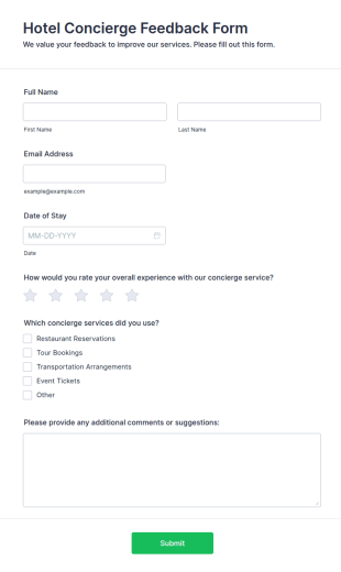 Hotel Concierge Feedback Form Template