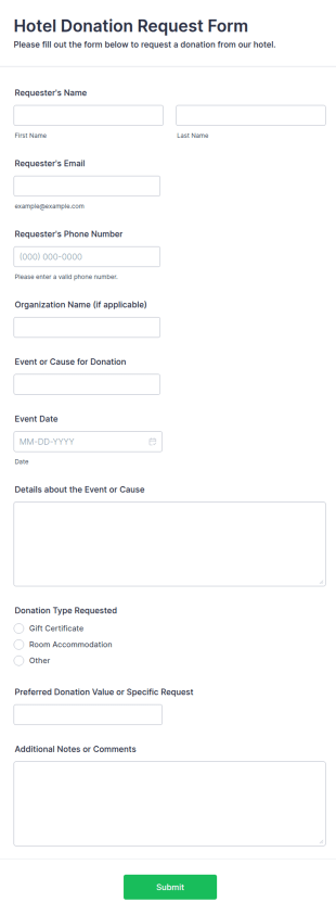 Hotel Donation Request Form Template
