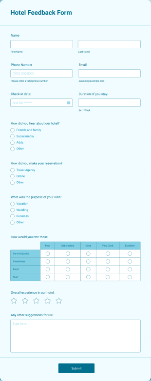 Hotel Feedback Form Template