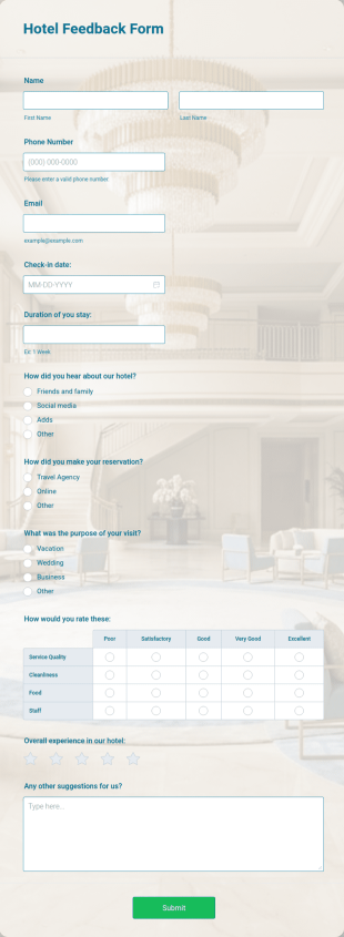 Hotel Feedback Form Template