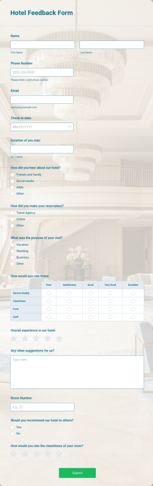 Hotel Feedback Form Template