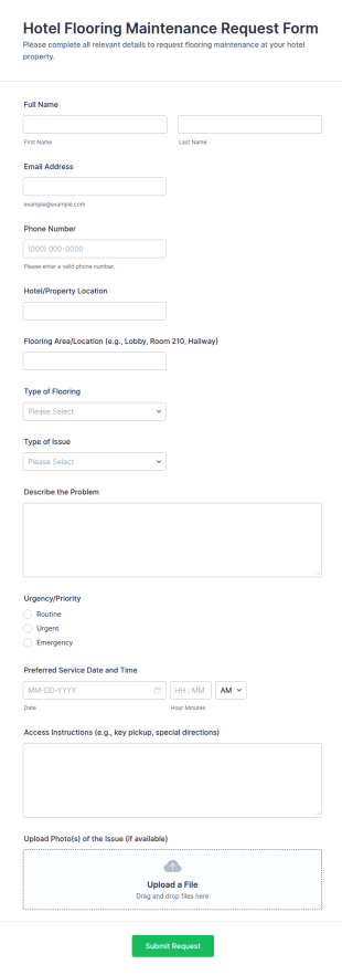 Hotel Flooring Maintenance Request Form Template