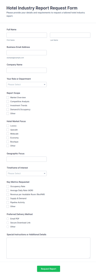Hotel Industry Report Request Form Template