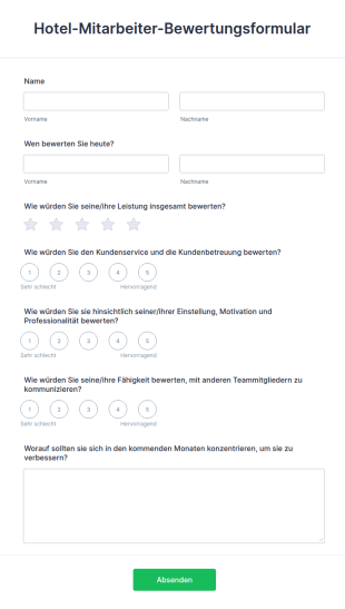 Hotel Mitarbeiter Bewertungsformular