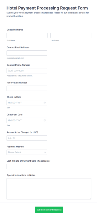 Hotel Payment Processing Request Form Template