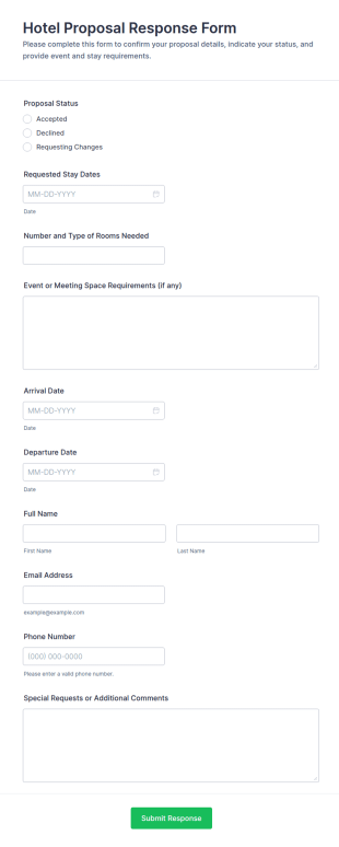 Hotel Proposal Response Form Template