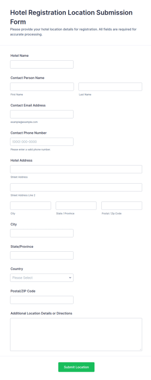 Hotel Registration Location Submission Form Template